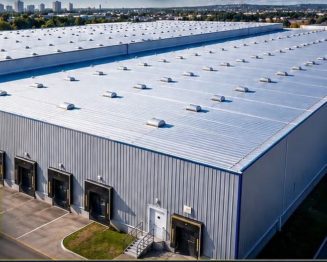 Cobertura metálica de barracão industrial impermeabilizada